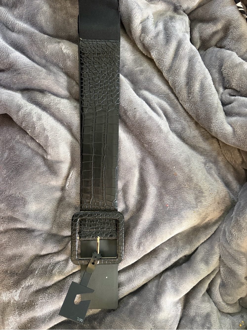 Express Black Croc-Embossed Wide Women's Belt